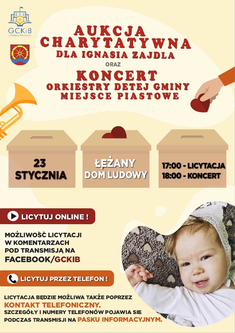 Aukcja charytatywna dla Ignasia i Koncert Orkiestry Dętej Gminy Miejsce Piastowe