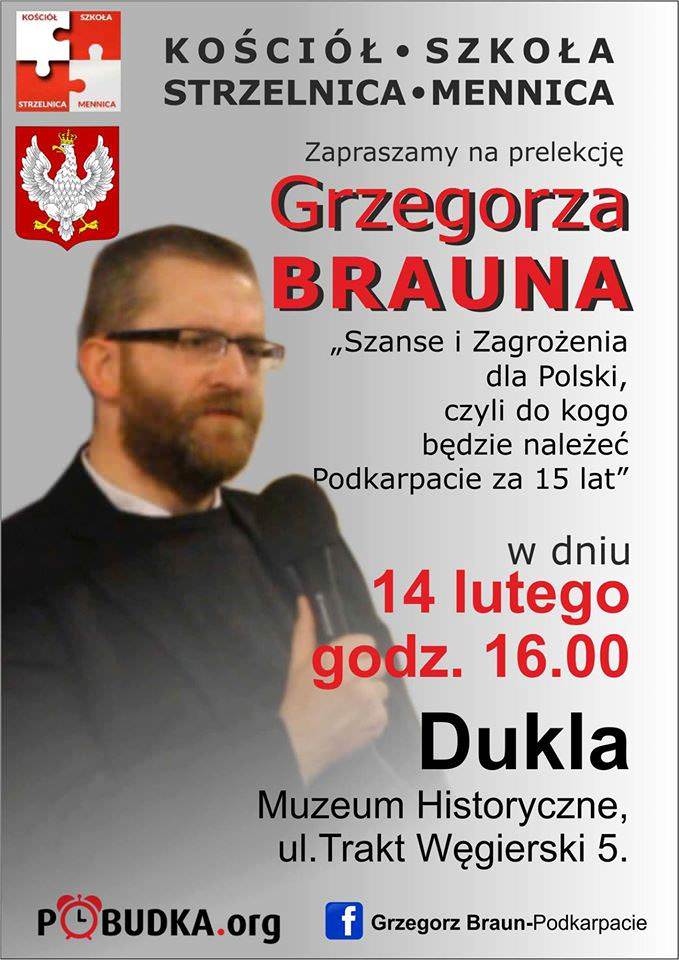Prelekcja Grzegorza Brauna w Dukli