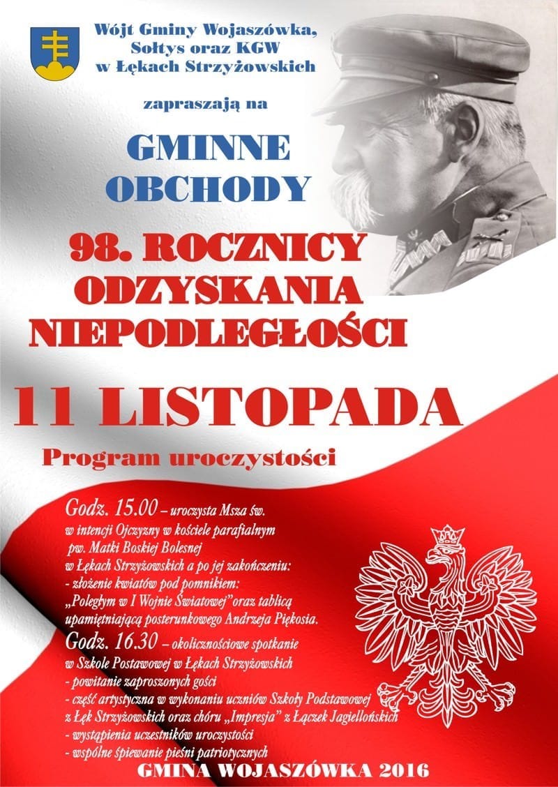 Gminne obchody 98. Rocznicy odzyskania niepodległości w Łękach Strzyżowskich