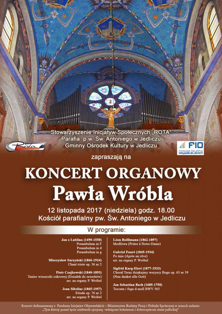 Koncert organowy Pawła Wróbla w Jedliczu