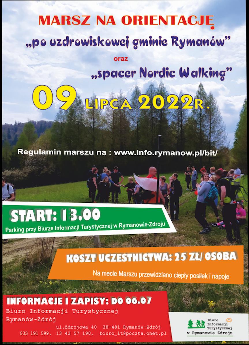 Marsz na orientację "po uzdrowiskowej gminie Rymanów" oraz "spacer Nordic Walking"
