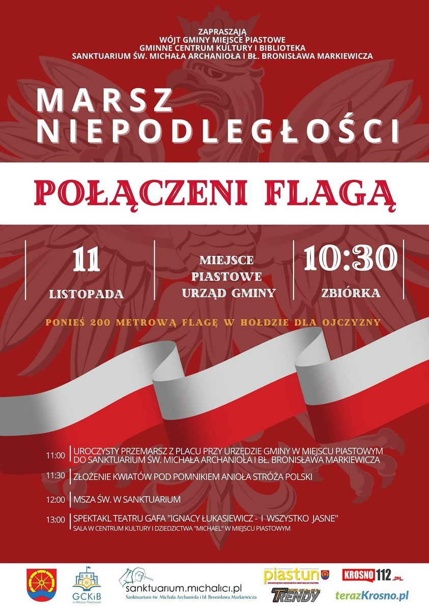 Marsz Niepodległości "Połączeni Flagą" w Miejscu Piastowym