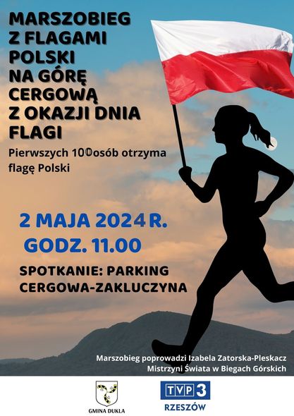 Marszobieg z Flagami Polski na Górę Cergową