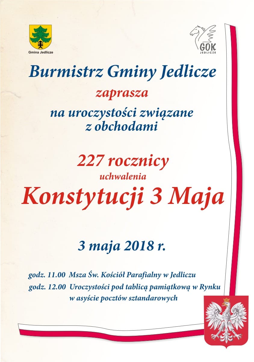 Obchody 227. Rocznicy uchwalenia Konstytucji 3 Maja w Jedliczu
