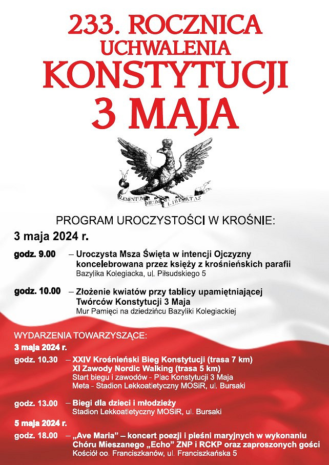 Obchody 233. rocznicy uchwalenia Konstytucji 3 Maja w Krośnie