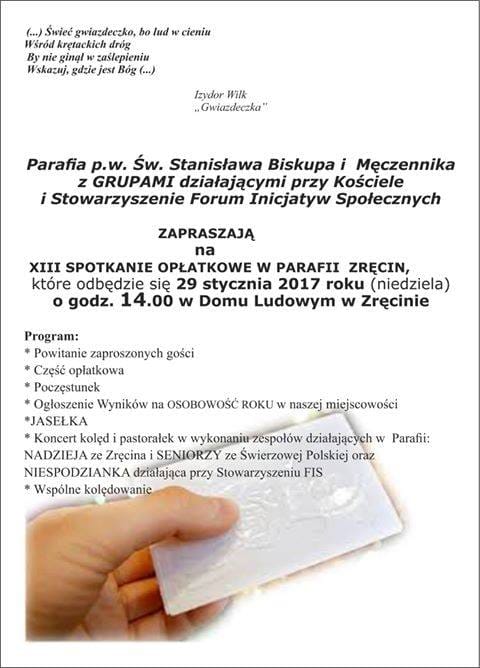 XIII Spotkanie Opłatkowe w Parafii Zręcin