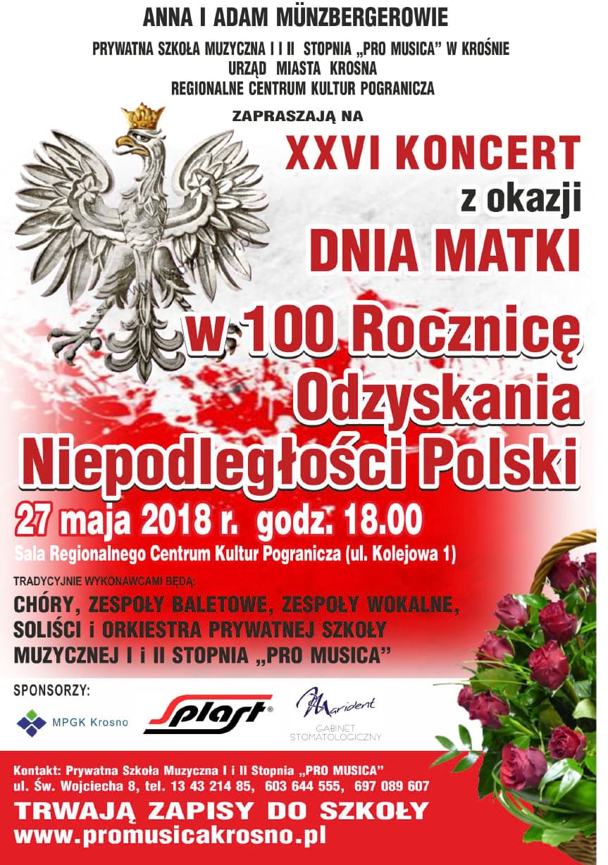 XXVI Koncert z okazji Dnia Matki w 100 Rocznicę Odzyskania Niepodległości Polski