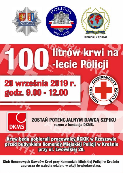 Zbiórka krwi przed budynkiem KMP w Krośnie