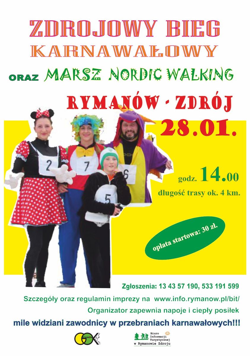 Zdrojowy Bieg Karnawałowy oraz Marsz Nordic Walking w Rymanowie-Zdroju