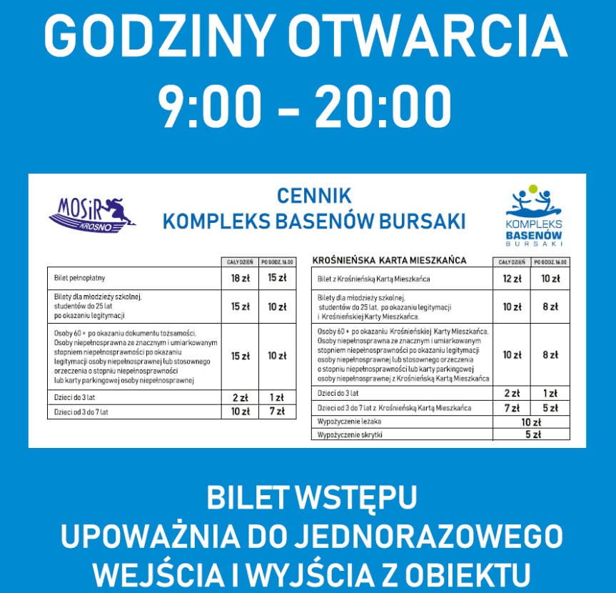 cennik biletów basenu w Krośnie