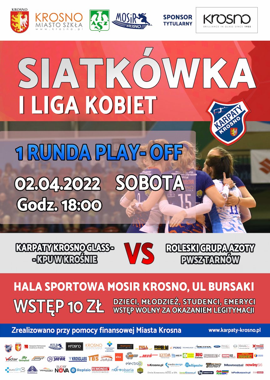 Plakat meczu Karpaty Krosno Glass-KPU w Krośnie - Roleski Grupa Azoty PWSZ Tarnów