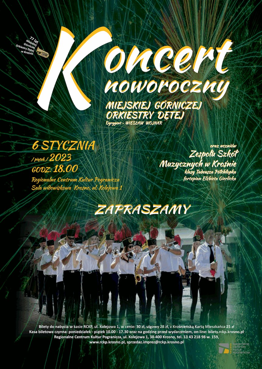 Plakat koncertu orkiestry dętej w Krośnie