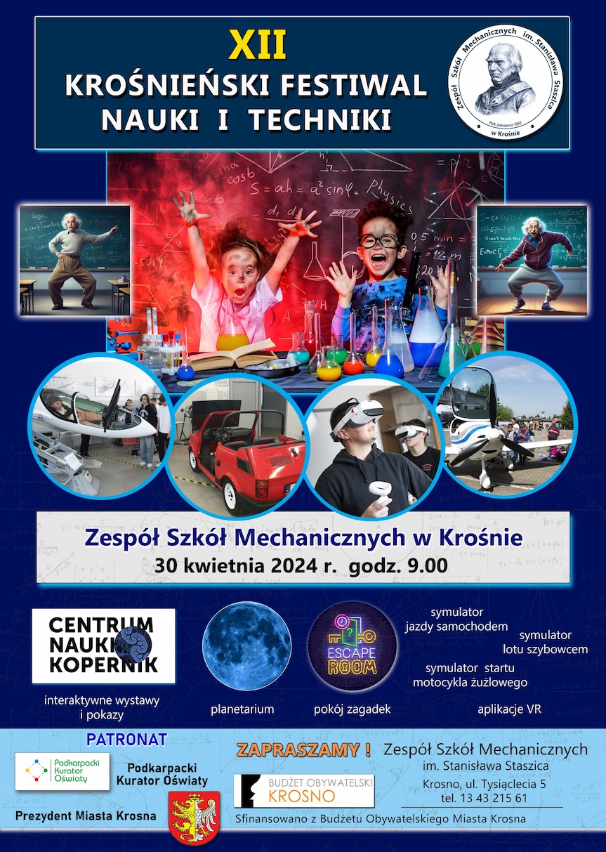 Plakat XII Krośnieński Festiwal Nauki i Techniki