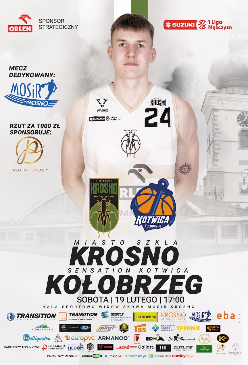 Plakat meczu Miasto Szkła Krosno - Sensation Kotwica Kołobrzeg