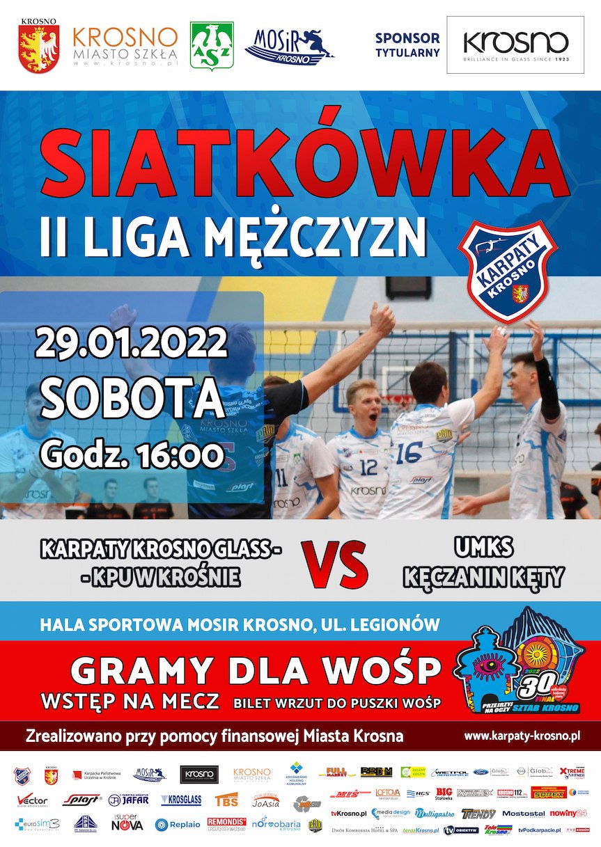 Plakat meczu Karpaty Krosno Glass KPU w Krośnie - UMKS Kęczanin Kęty