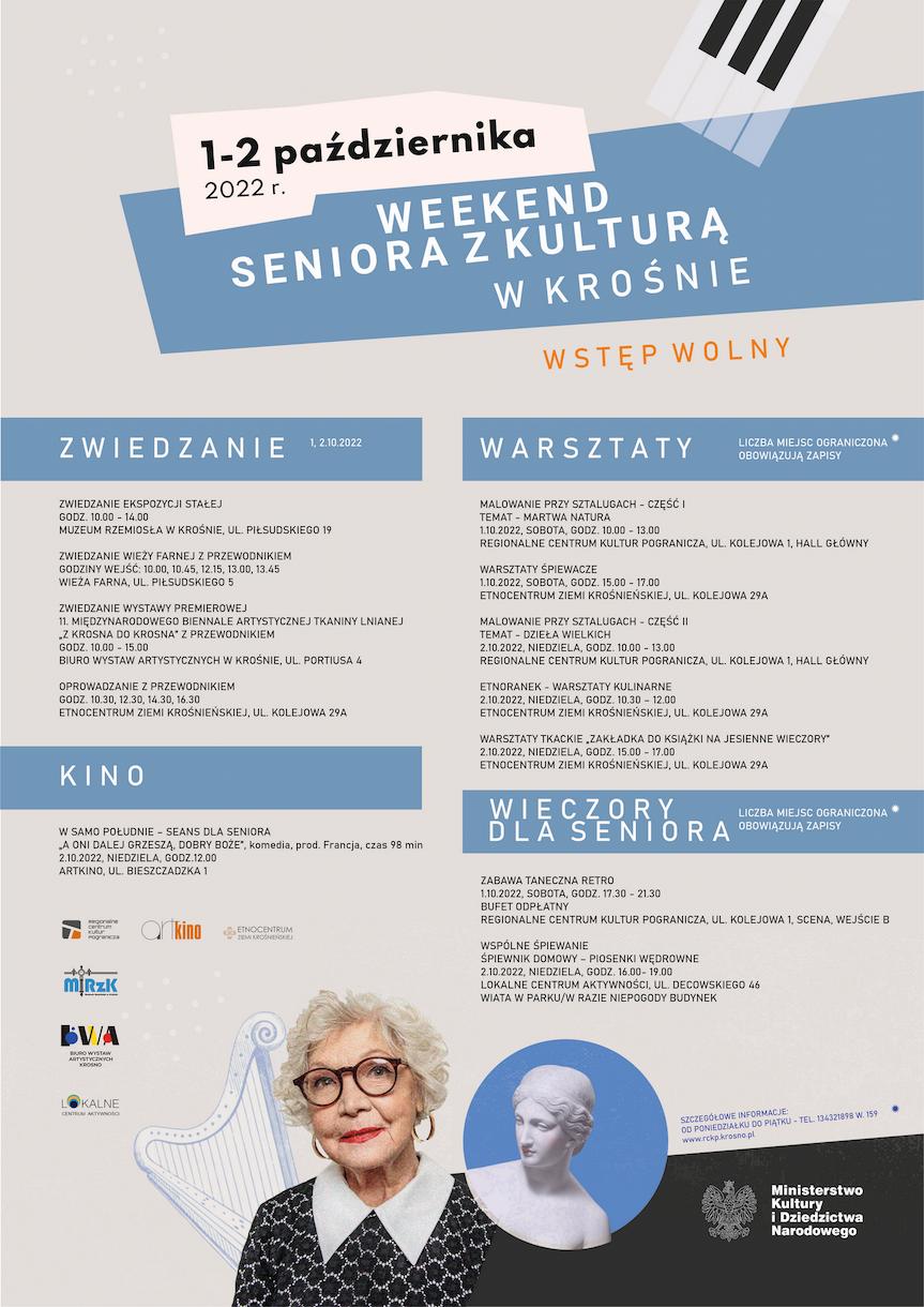 plakat wydarzenia weekendu seniora z kulturą w Krośnie
