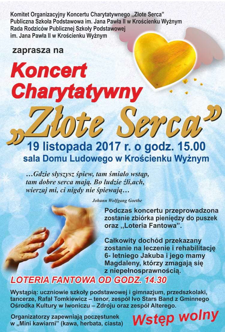 Koncert Charytatywny "Złote Serca" - zaproszenie