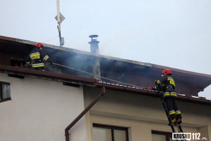 Pożar poddasza domu w Korczynie