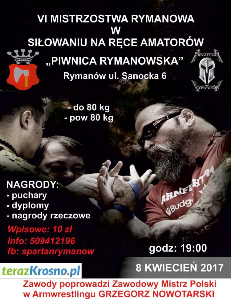 VI Mistrzostwa Rymanowa w Armwrestlingu Amatorów - zaproszenie