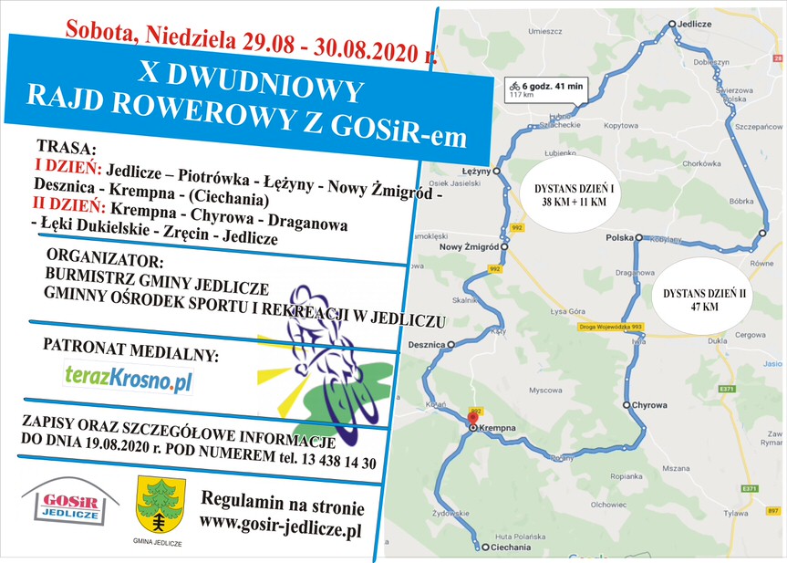 X Dwudniowy Rajd Rowerowy w GOSiR Jedlicze - zaproszenie