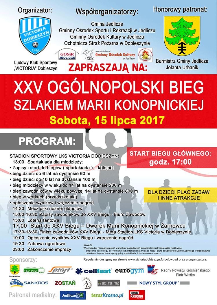 XXV Ogólnopolski Bieg Szlakiem Marii Konopnickiej - zaproszenie