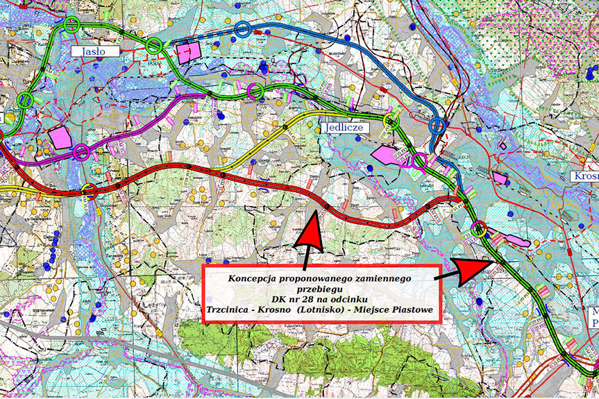 Zarząd Powiatu w Jaśle zaproponował zmianę przebiegu drogi krajowej 28