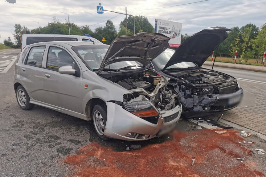 Zderzenie samochód na Korczyńskiej