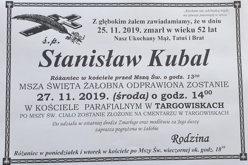 Zmarł Stanisław Kubal, wieloletni prezes Partyzanta Targowiska