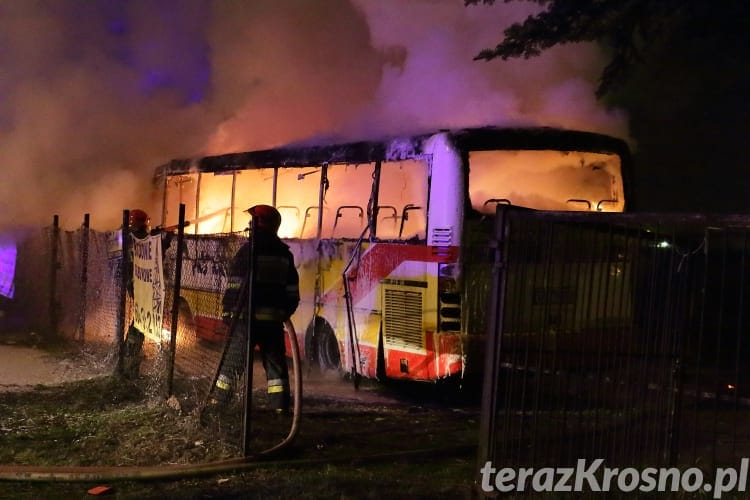 Pożar autobusu na dworcu