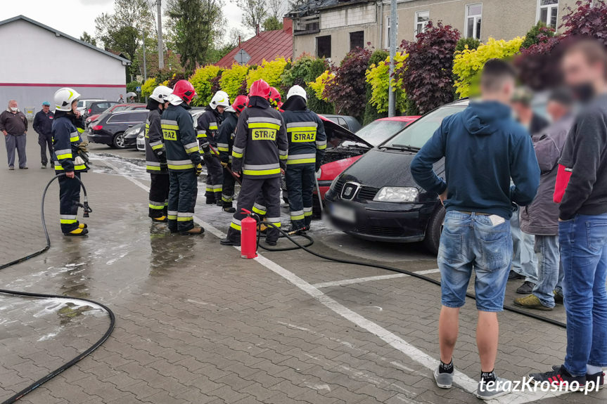 Pożar samochodu w Korczynie