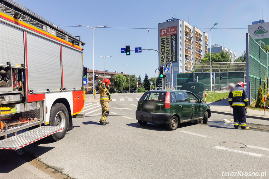 Pożar samochodu w Krośnie