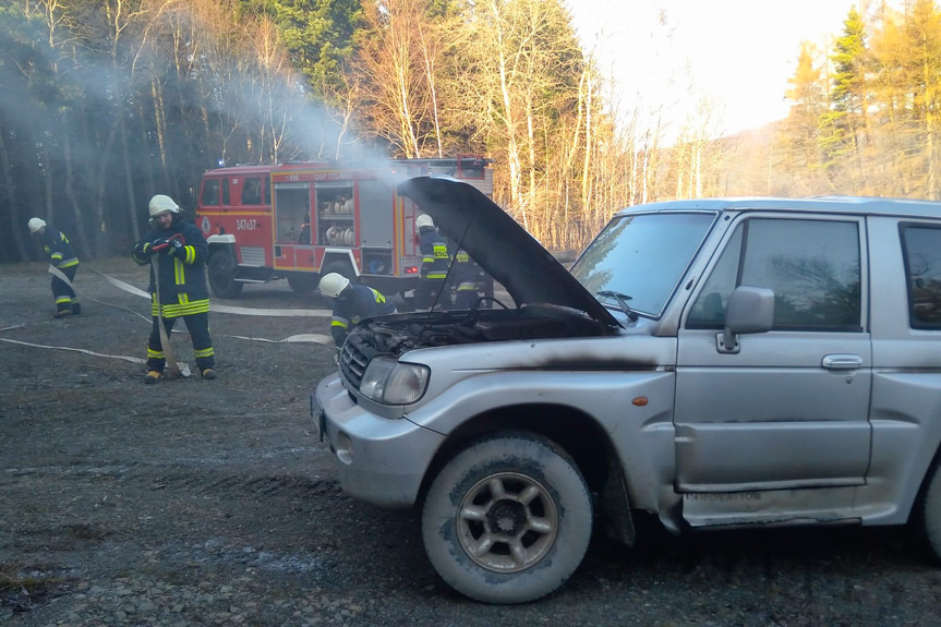 Pożar samochodu w Trzcianie
