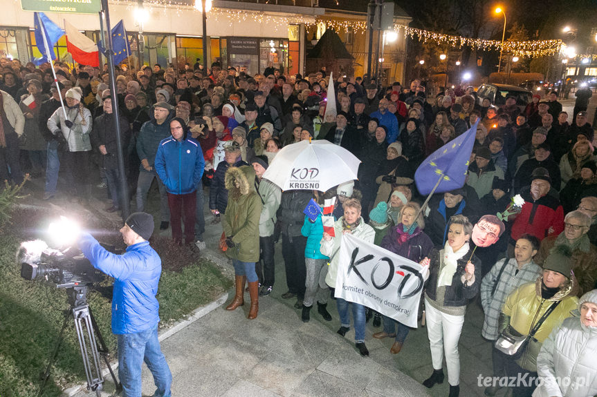 Protest przed sądem w Krośnie