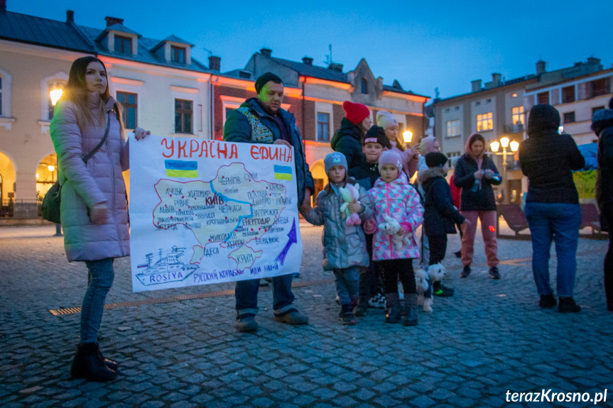 Protest w Krośnie przeciw wojnie na Ukrainie