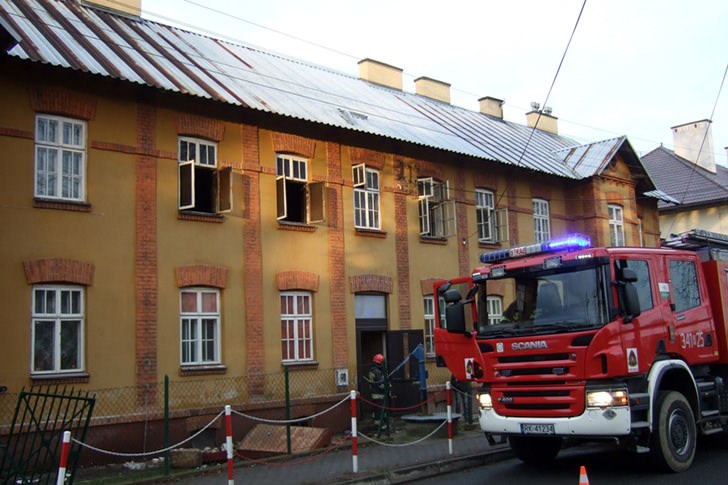 Pożar w Krośnie przy ul. Popiełuszki