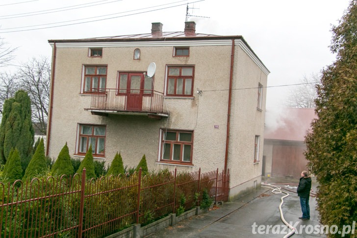 Pożar domu na ul. Popiełuszki w Krośnie