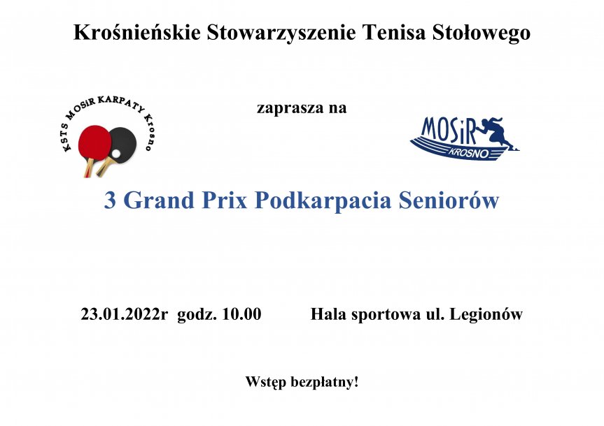 3 Grad Prix Podkarpacia Seniorów w Tenisie Stołowym
