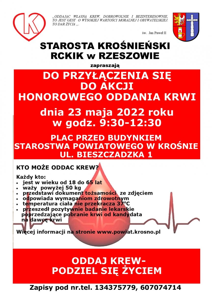 Akcja honorowego oddawania krwi w Krośnie