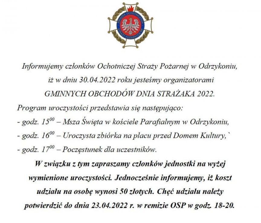 Gminne Obchody Dnia Strażaka 2022 w Odrzykoniu