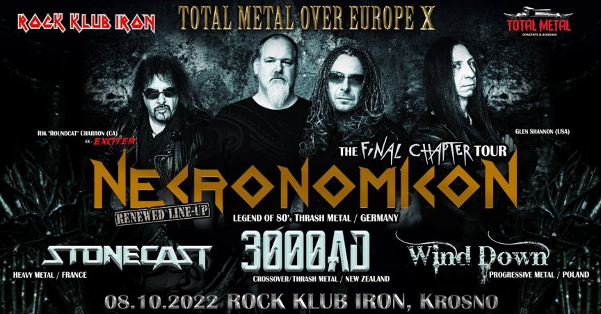 Koncert Necronomicon, 3000AD i Stonecast, Wind Down w Rock Klub Iron