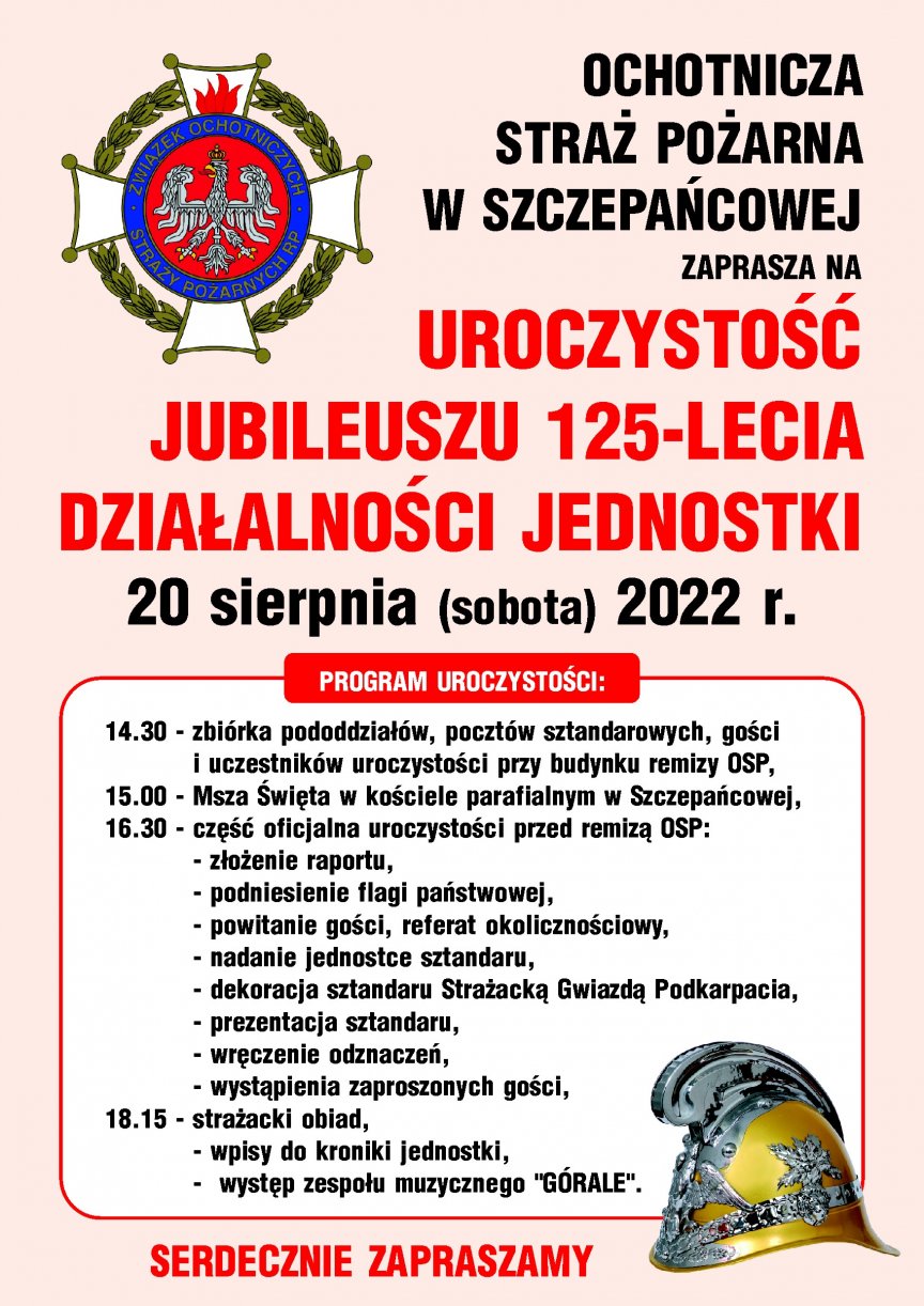 Uroczystość jubileuszu 125-lecia działalności jednostki OSP Szczepańcowa