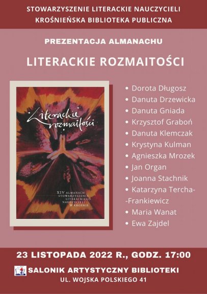 "Literackie rozmaitości" - promocja XIV almanachu Stowarzyszenia Literackiego Nauczycieli w Krośnie