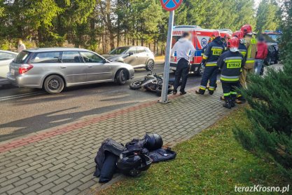 Pasażerka motocykla ranna po wypadku na ul. Bieszczadzkiej w Krośnie