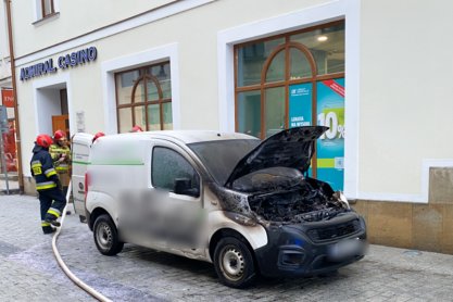Pożar samochodu dostawczego w Krośnie