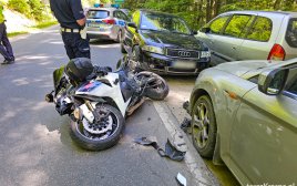 Wypadek motocyklisty w Korczynie