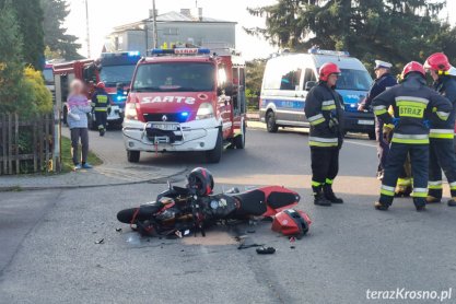 Wypadek w Dobieszynie, poszkodowany motocyklista