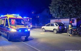 Wypadek w Krośnie. Poszkodowany motocyklista