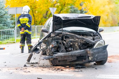 Zderzenie trzech samochodów w Szebniach