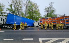 Zderzenie dwóch samochodów ciężarowych w Zboiskach