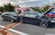 Zderzenie dwóch samochodów w Iwoniczu